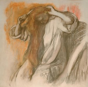 Vrouw die haar haar kamt door Edgar Degas